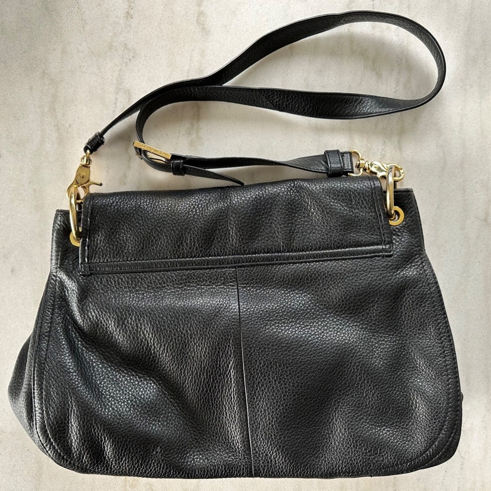 Tory Burch Black Pebble Leather Crossbody Messenger Bag - Large - Picture 3 of 16